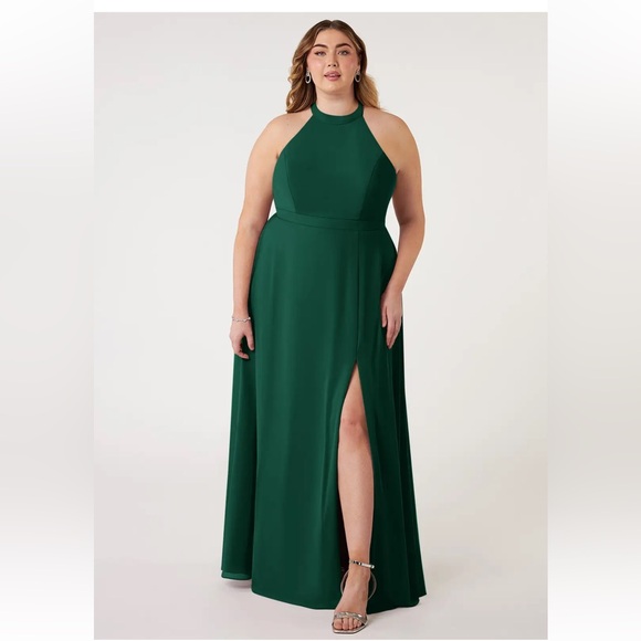 Azazie Clarice sz A18 dark green satin bridesmaid prom formal dress NWT - Picture 5 of 12